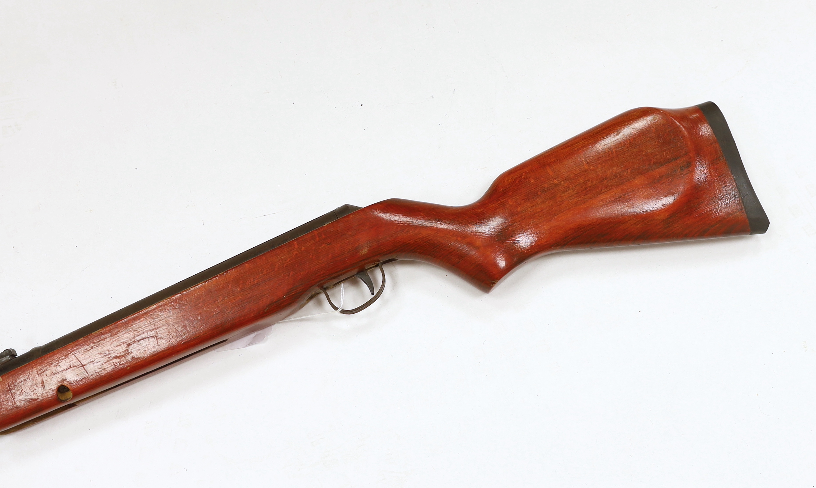 A Webley Hawk Mark II break action air rifle with beech stock and alternative calibre barrel